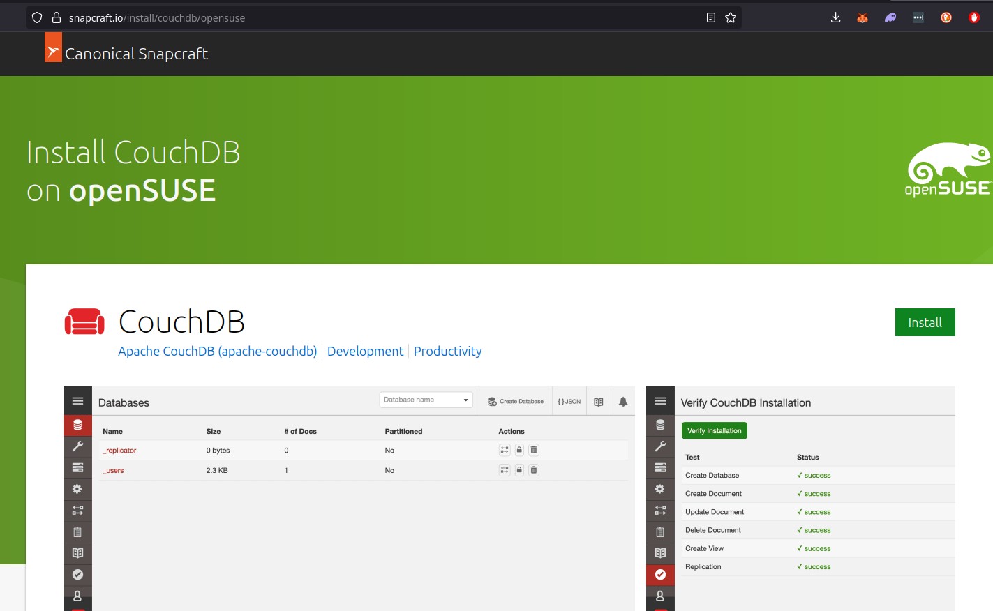 Install CouchDB using Snap